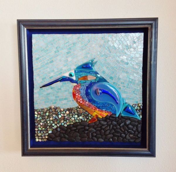 Kingfisher in Mosaics at Windy Sea Designs